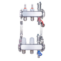 Rozdzielacz INOX ze stali nierdzewnej do ogrzewania podłogowego ze złączkami PEX 16 -  2 obwody