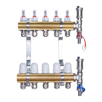 Rozdzielacz mosiężny  uzbrojony do ogrzewania podłogowego  5 obwodów z adapterami PEX16