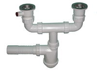 Syfon zlew podwójny sitko metal z podł.pralki