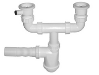 Syfon zlew podwójny sitko plastik z podł.pralki