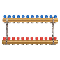 Rozdzielacz do C.O. mosiężny z zaworami 12 obwodów