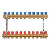 Rozdzielacz do C.O. mosiężny z zaworami 11 obwodów