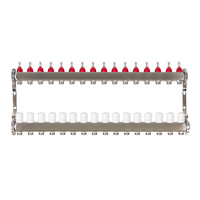 Rozdzielacz nierdzewny INOX do ogrzewania podłogowego 16 obwodów