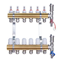 Rozdzielacz mosiężny  uzbrojony do ogrzewania podłogowego  6 obwodów z adapterami PEX16