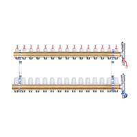 Rozdzielacz mosiężny uzbrojony do  ogrzewania podłogowego 15 obwodów