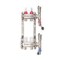 Rozdzielacz Inox ze stali nierdzewnej uzbrojony do ogrzewania podłogowego+adaptery PEX 16+zespół odpowietrzająco - spustowy  2 obwody