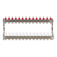 Rozdzielacz nierdzewny INOX do ogrzewania podłogowego 14 obwodów