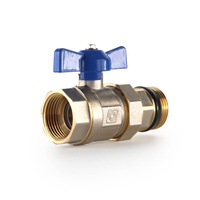 Zawór kulowy prosty z półśrubunkiem do rozdzielacza 1" z uszczelką stożkową niebieski