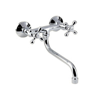 Bateria  Retro /na krzyżak/ zlewozmywakowa ścienna  `S` chrom