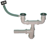 Syfon zlew podwójny z przelewem sitko metal