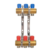 Rozdzielacz do C.O. mosiężny z zaworami  3 obwody