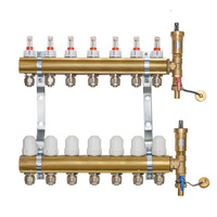 Rozdzielacz do podłogówki  7 obwodów z odpowietrznikiem Afriso i złączkami na rurę 16 x 2.0