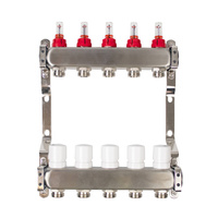 Rozdzielacz nierdzewny INOX do ogrzewania podłogowego  5 obwodów