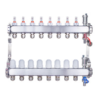 Rozdzielacz INOX ze stali nierdzewnej do ogrzewania podłogowego ze złączkami PEX 16 -  8 obwodów