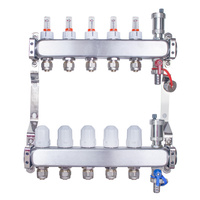 Rozdzielacz INOX ze stali nierdzewnej do ogrzewania podłogowego ze złączkami PEX 16 -  5 obwodów