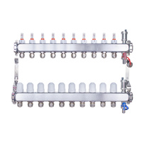 Rozdzielacz INOX ze stali nierdzewnej do ogrzewania podłogowego ze złączkami PEX 16 - 10 obwodów