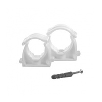 Uchwyt zamykany do rur PEX  fi 32 biały  /kołek+wkręt/