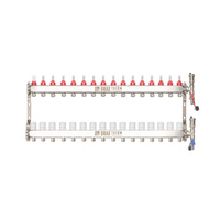 Rozdzielacz Inox ze stali nierdzewnej uzbrojony do ogrzewania podłogowego+adaptery PEX 16+zespół odpowietrzająco - spustowy 16 obwodów