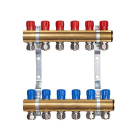 Rozdzielacz do C.O. mosiężny z zaworami i złączkami na rurę 20 -  06 obwodów