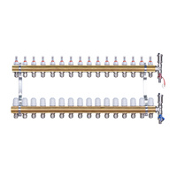 Rozdzielacz mosiężny  uzbrojony do ogrzewania podłogowego 16 obwodów z adapterami PEX16