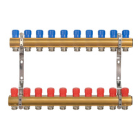Rozdzielacz do C.O. mosiężny z zaworami 10 obwodów