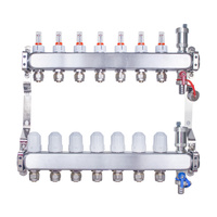 Rozdzielacz INOX ze stali nierdzewnej do ogrzewania podłogowego ze złączkami PEX 16 -  7 obwodów