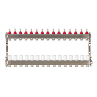 Rozdzielacz nierdzewny INOX do ogrzewania podłogowego 15 obwodów