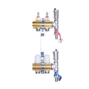 Rozdzielacz mosiężny uzbrojony do  ogrzewania podłogowego  2 obwody